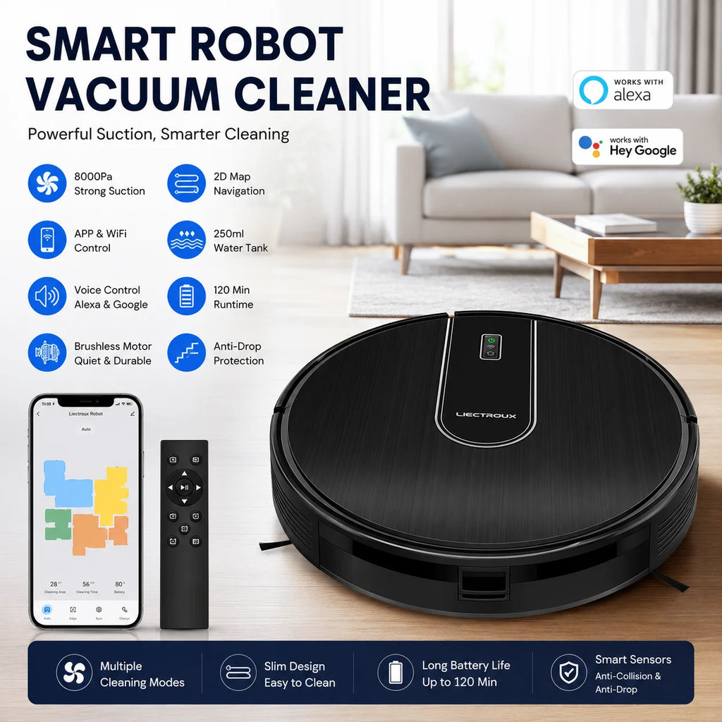 2-in-1 Robotstofzuiger met Dweilfunctie – 4000Pa & WiFi