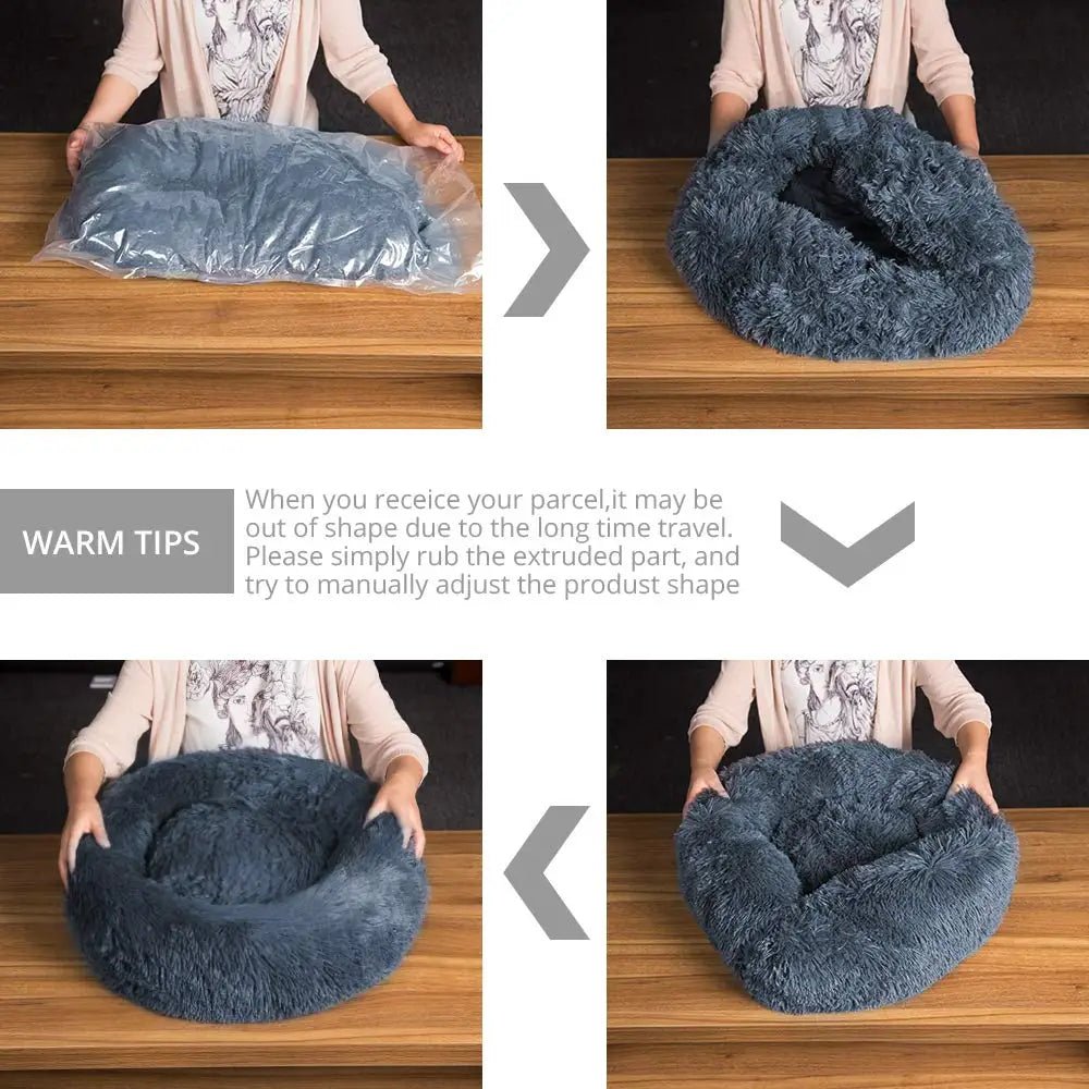 40 - 90cm 6 Sizes Round Pet Bed for Large Dog Bed Super Soft Cat Bed Plush Dog House for Medium Dog House Winter Warm Sleeping - JENZOS