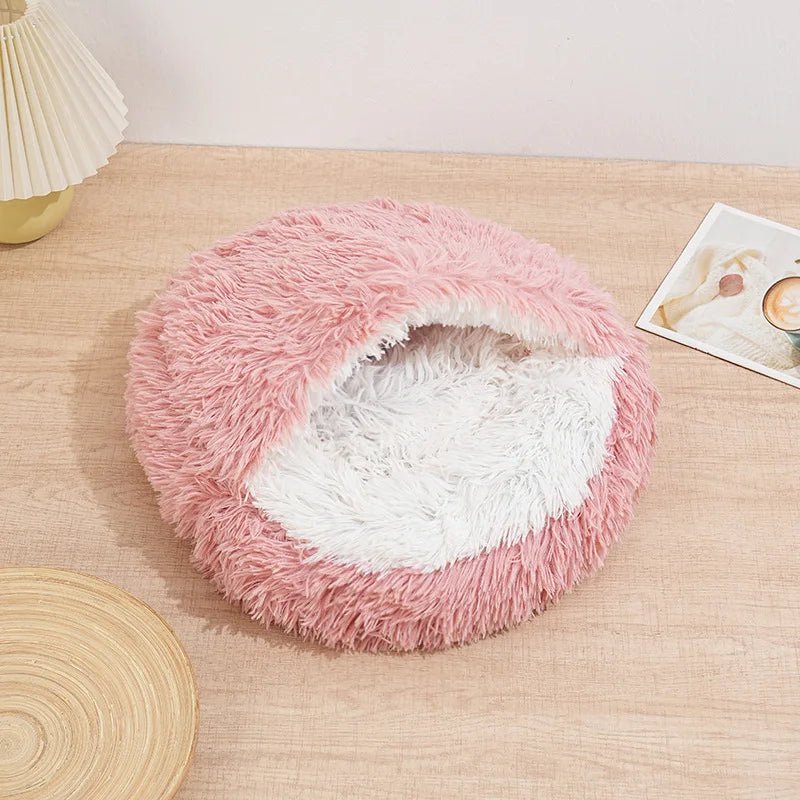 Winter Plush Pet Cat Bed Round Cat Cushion Cat House 2 in 1 Warm Cat Basket Pet Sleep Bag Cat Nest Kennel for Small Dog Suit New - JENZOS