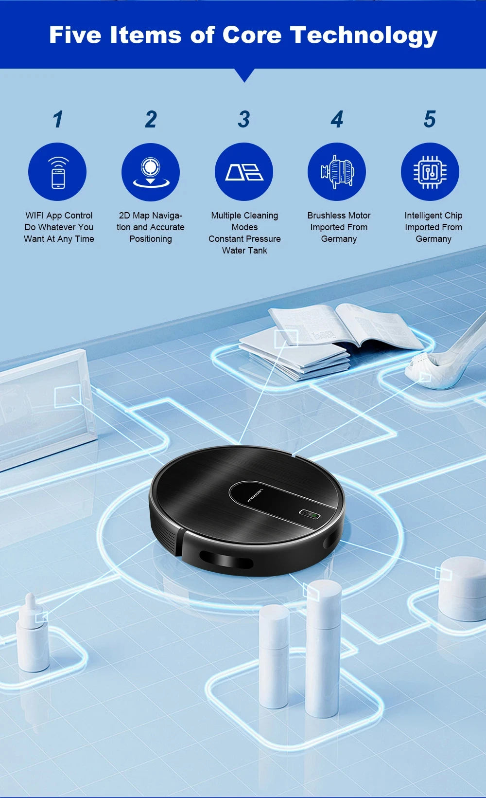 2-in-1 Robotstofzuiger met Dweilfunctie – 4000Pa & WiFi