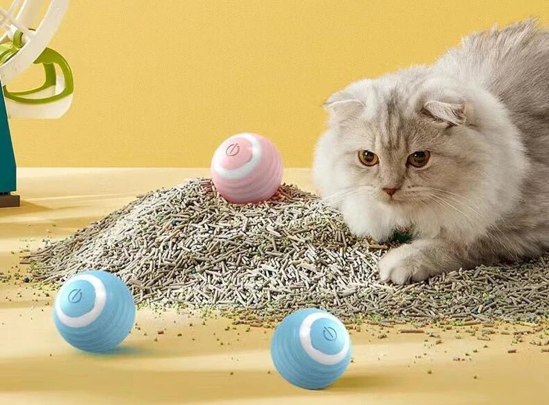 Smart Cat Toys Ball Automatic Interactive Pets Electric Rolling Teaser USB Rechargeable Kitty Moving Bouncing ball Birthday gift - JENZOS