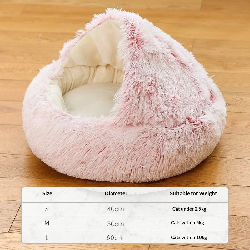Winter Plush Pet Cat Bed Round Cat Cushion Cat House 2 in 1 Warm Cat Basket Pet Sleep Bag Cat Nest Kennel for Small Dog Suit New - JENZOS