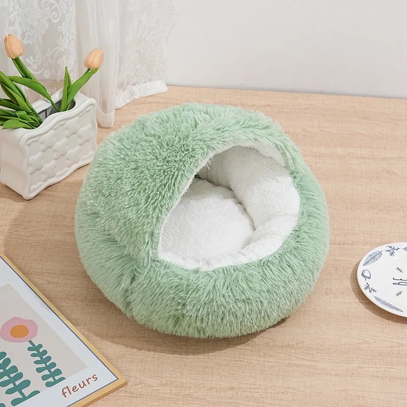 Winter Plush Pet Cat Bed Round Cat Cushion Cat House 2 in 1 Warm Cat Basket Pet Sleep Bag Cat Nest Kennel for Small Dog Suit New - JENZOS
