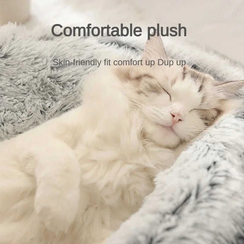 Winter Plush Pet Cat Bed Round Cat Cushion Cat House 2 in 1 Warm Cat Basket Pet Sleep Bag Cat Nest Kennel for Small Dog Suit New - JENZOS
