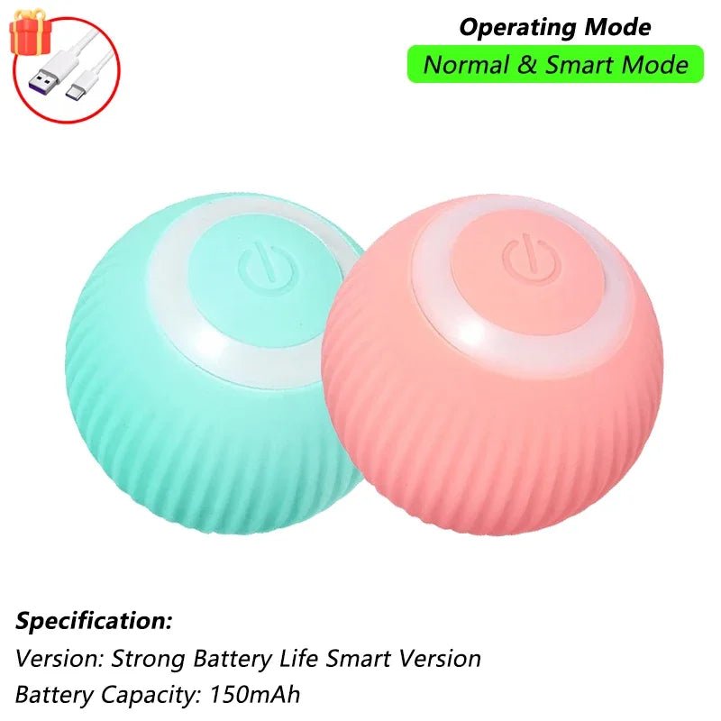 Dog Cat Interactive Ball Toy Automatic Rolling Ball Faux Tail Rechargeable Smart Pet Electric Toy Dog Cat Training Imitate Mouse - JENZOS