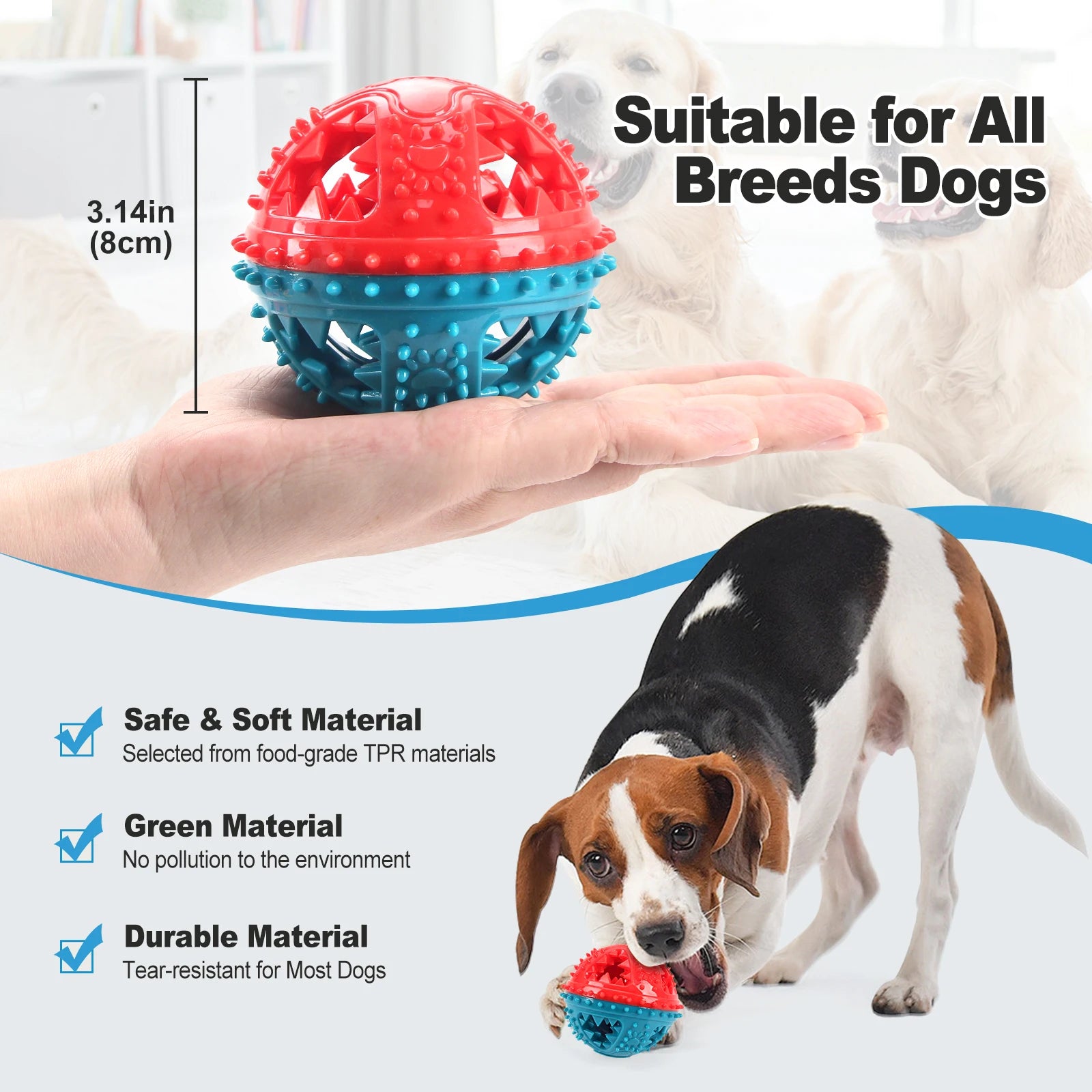 Dog Chew Toy - Interactive Sound Ball for Teeth Cleaning & Training - JENZOS
