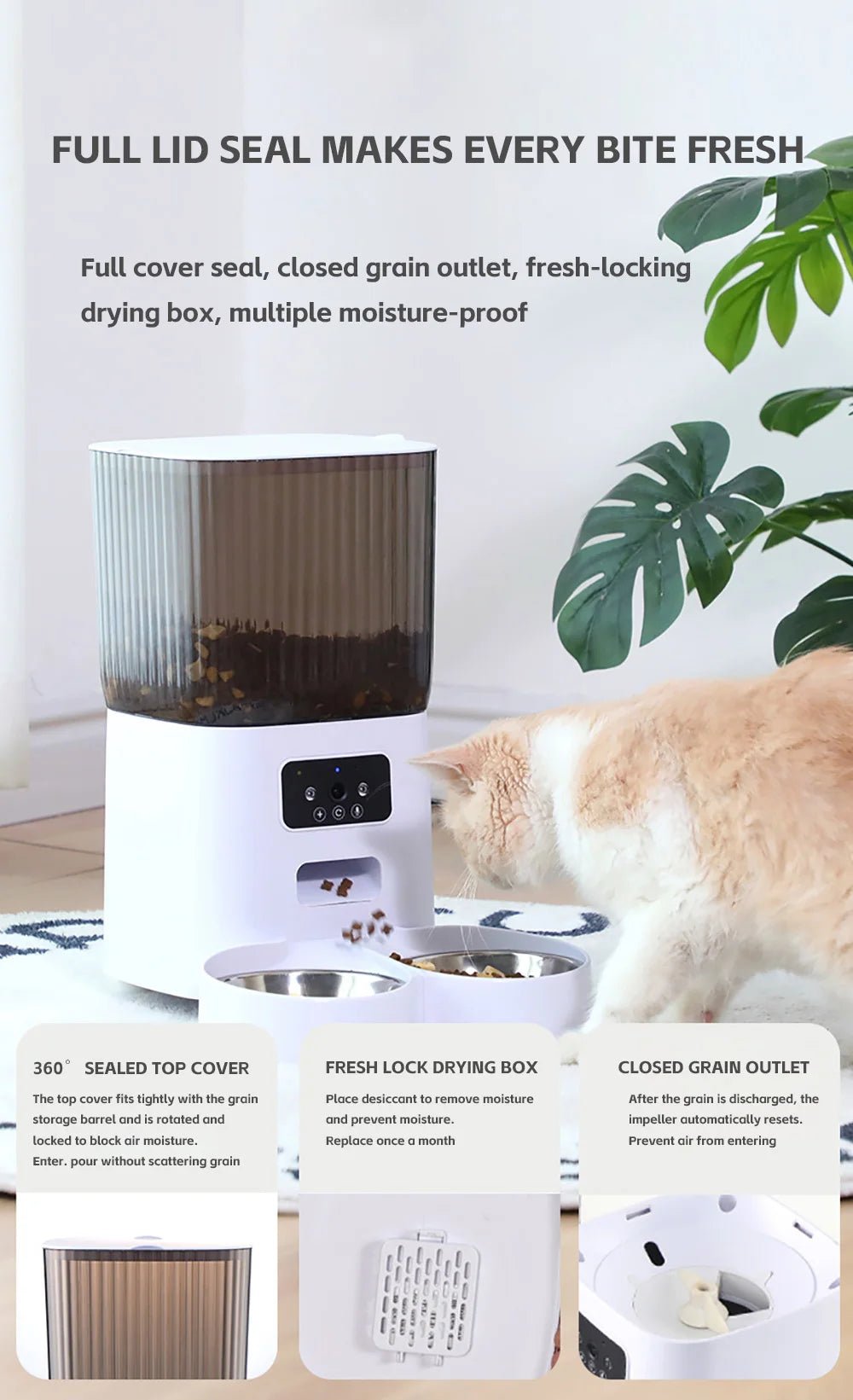5L Automatic Pet Feeder with Camera - WiFi, HD Night Vision, Timed Portions - JENZOS