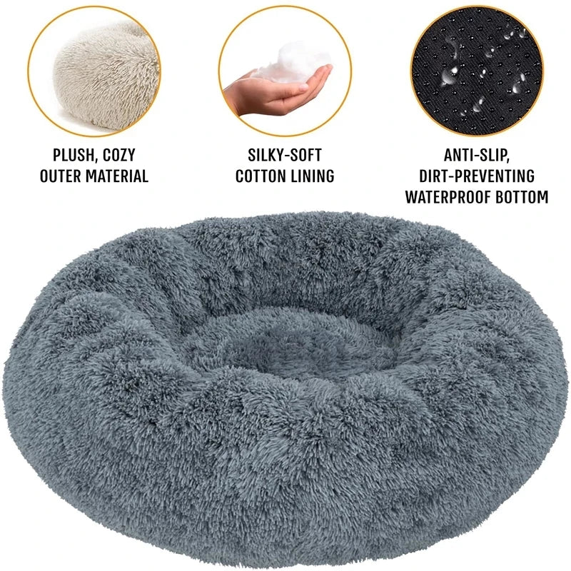 40 - 90cm 6 Sizes Round Pet Bed for Large Dog Bed Super Soft Cat Bed Plush Dog House for Medium Dog House Winter Warm Sleeping - JENZOS