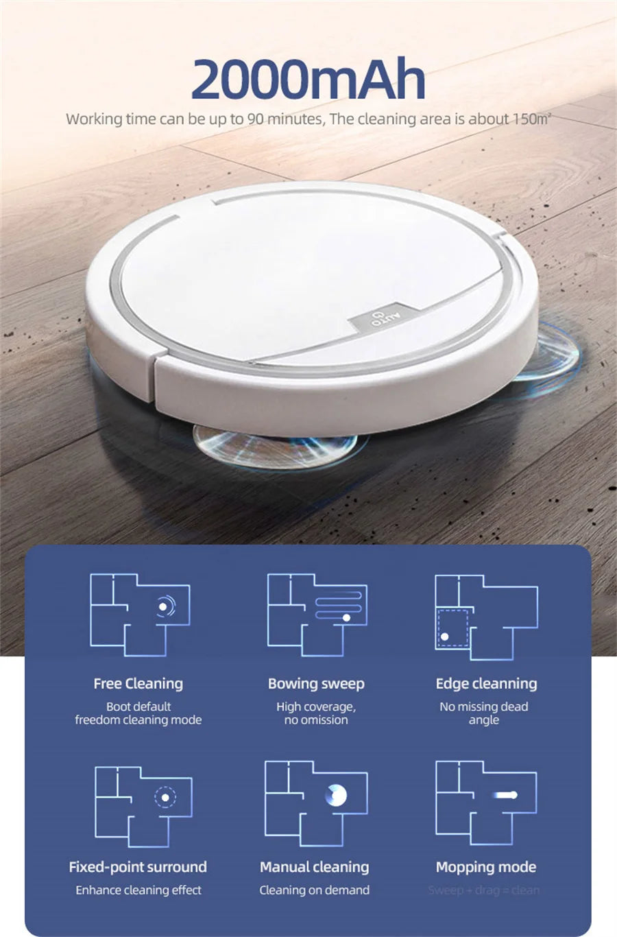 Draadloze Robotstofzuiger met Dweilfunctie – Stil & Slim