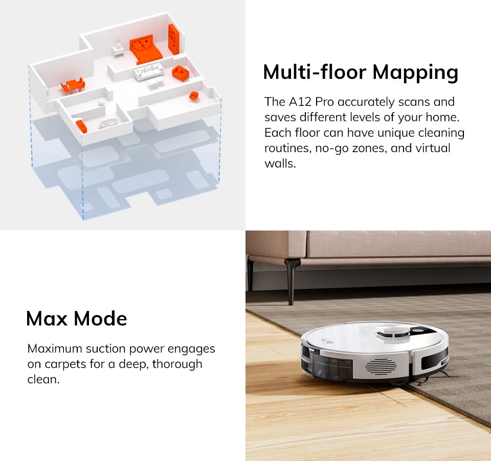 ILIFE A12 Pro Robotstofzuiger met Dweilfunctie – LIDAR & 3000Pa