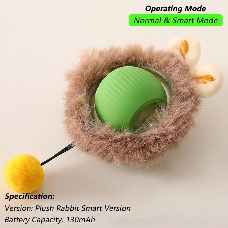 Dog Cat Interactive Ball Toy Automatic Rolling Ball Faux Tail Rechargeable Smart Pet Electric Toy Dog Cat Training Imitate Mouse - JENZOS