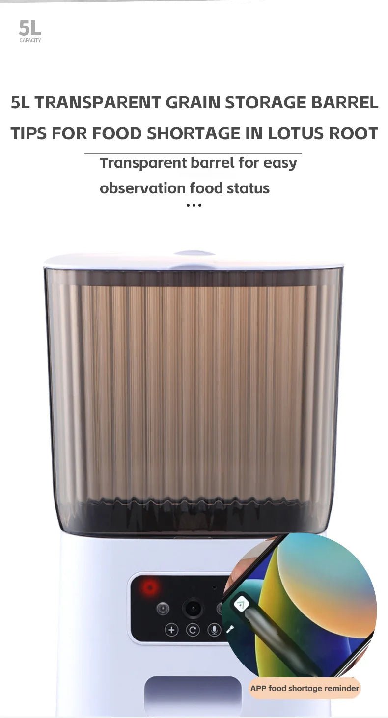 5L Automatic Pet Feeder with Camera - WiFi, HD Night Vision, Timed Portions - JENZOS
