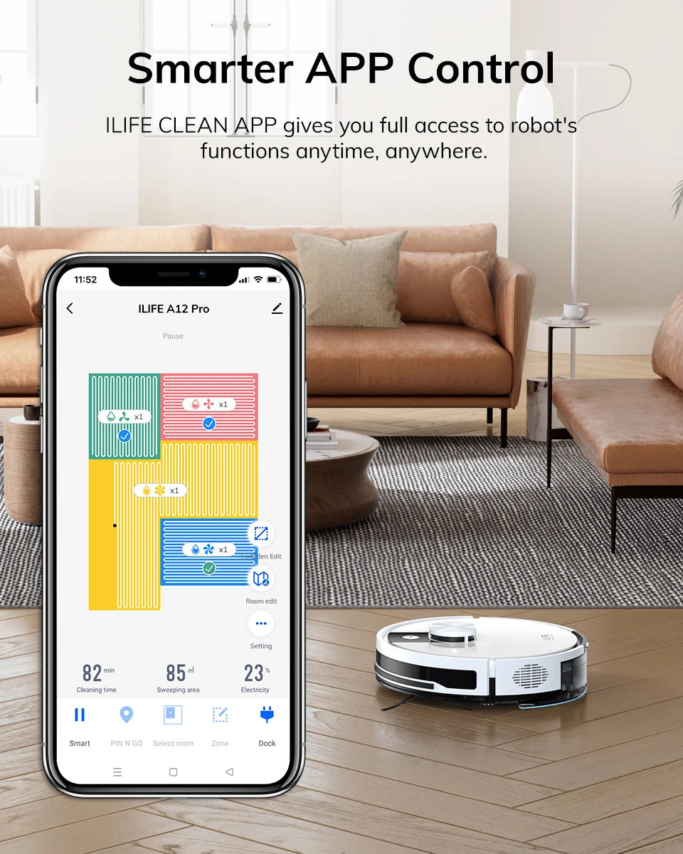 ILIFE A12 Pro Robotstofzuiger met Dweilfunctie – LIDAR & 3000Pa