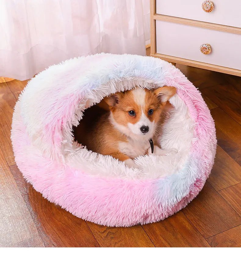 Winter Plush Pet Cat Bed Round Cat Cushion Cat House 2 in 1 Warm Cat Basket Pet Sleep Bag Cat Nest Kennel for Small Dog Suit New - JENZOS