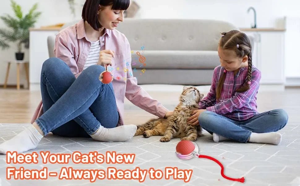 Dog Cat Interactive Ball Toy Automatic Rolling Ball Faux Tail Rechargeable Smart Pet Electric Toy Dog Cat Training Imitate Mouse - JENZOS