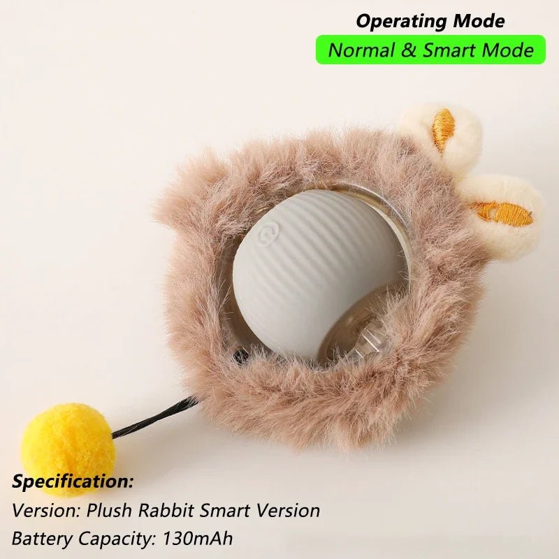 Dog Cat Interactive Ball Toy Automatic Rolling Ball Faux Tail Rechargeable Smart Pet Electric Toy Dog Cat Training Imitate Mouse - JENZOS