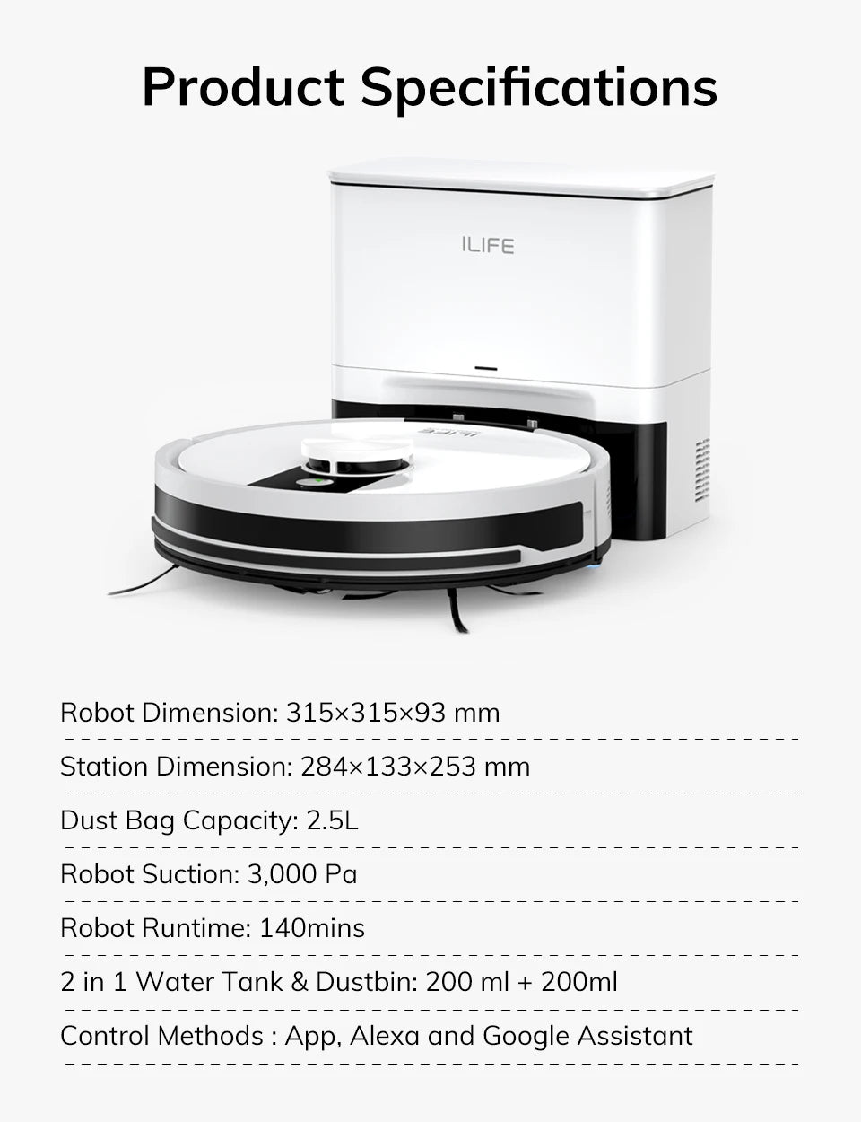 ILIFE A12 Pro Robotstofzuiger met Dweilfunctie – LIDAR & 3000Pa