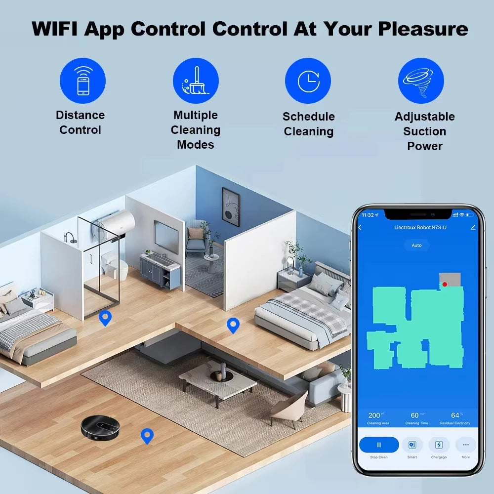 2-in-1 Robotstofzuiger met Dweilfunctie – 4000Pa & WiFi