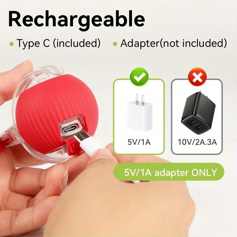 Dog Cat Interactive Ball Toy Automatic Rolling Ball Faux Tail Rechargeable Smart Pet Electric Toy Dog Cat Training Imitate Mouse - JENZOS