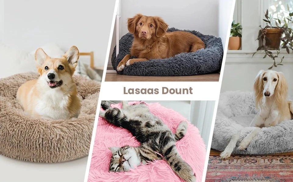 40 - 90cm 6 Sizes Round Pet Bed for Large Dog Bed Super Soft Cat Bed Plush Dog House for Medium Dog House Winter Warm Sleeping - JENZOS