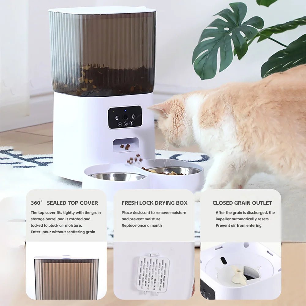 5L Automatic Pet Feeder with Camera - WiFi, HD Night Vision, Timed Portions - JENZOS