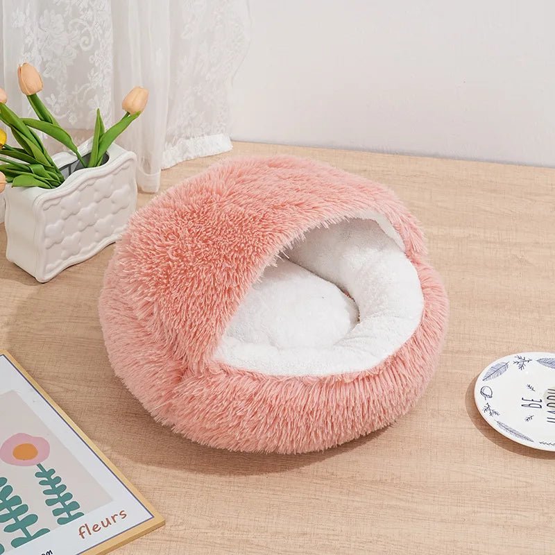 Winter Plush Pet Cat Bed Round Cat Cushion Cat House 2 in 1 Warm Cat Basket Pet Sleep Bag Cat Nest Kennel for Small Dog Suit New - JENZOS