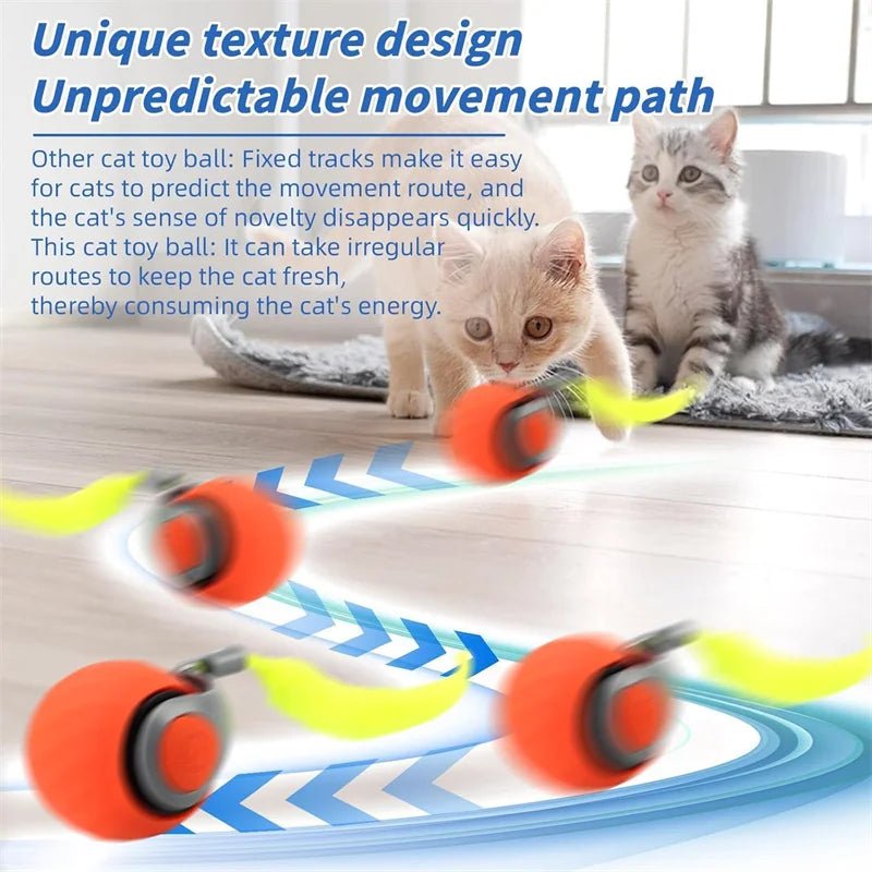 Smart Cat Toys Ball Automatic Interactive Pets Electric Rolling Teaser USB Rechargeable Kitty Moving Bouncing ball Birthday gift - JENZOS