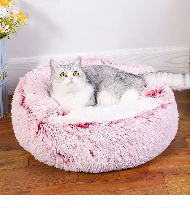 Winter Plush Pet Cat Bed Round Cat Cushion Cat House 2 in 1 Warm Cat Basket Pet Sleep Bag Cat Nest Kennel for Small Dog Suit New - JENZOS