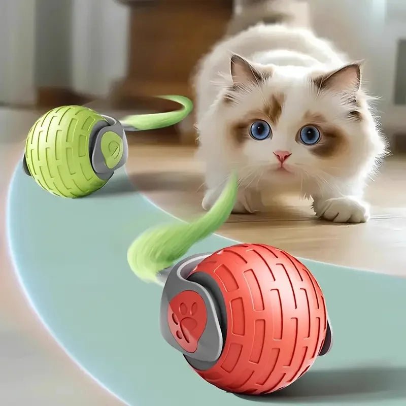 Smart Cat Toys Ball Automatic Interactive Pets Electric Rolling Teaser USB Rechargeable Kitty Moving Bouncing ball Birthday gift - JENZOS