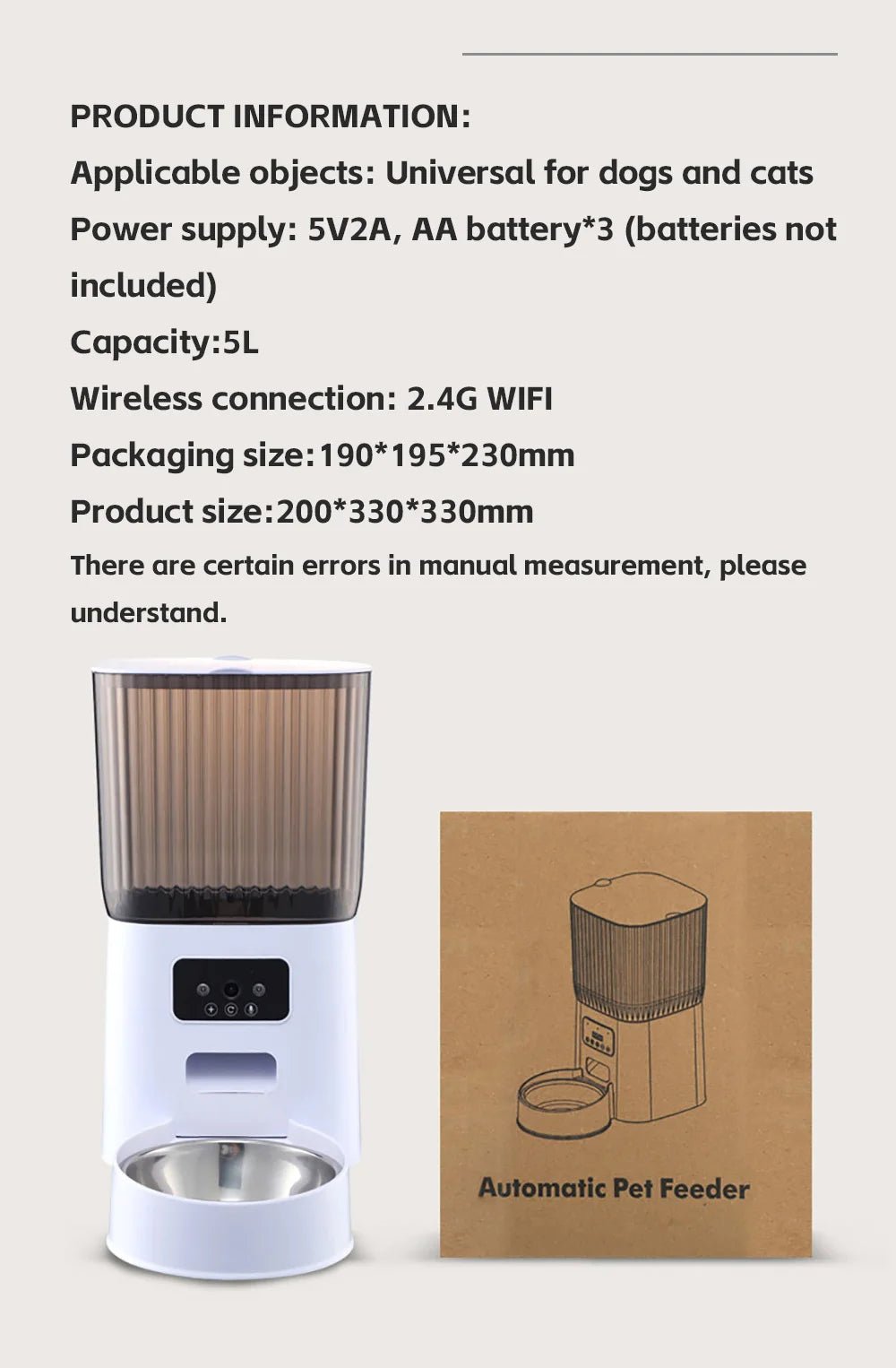 5L Automatic Pet Feeder with Camera - WiFi, HD Night Vision, Timed Portions - JENZOS