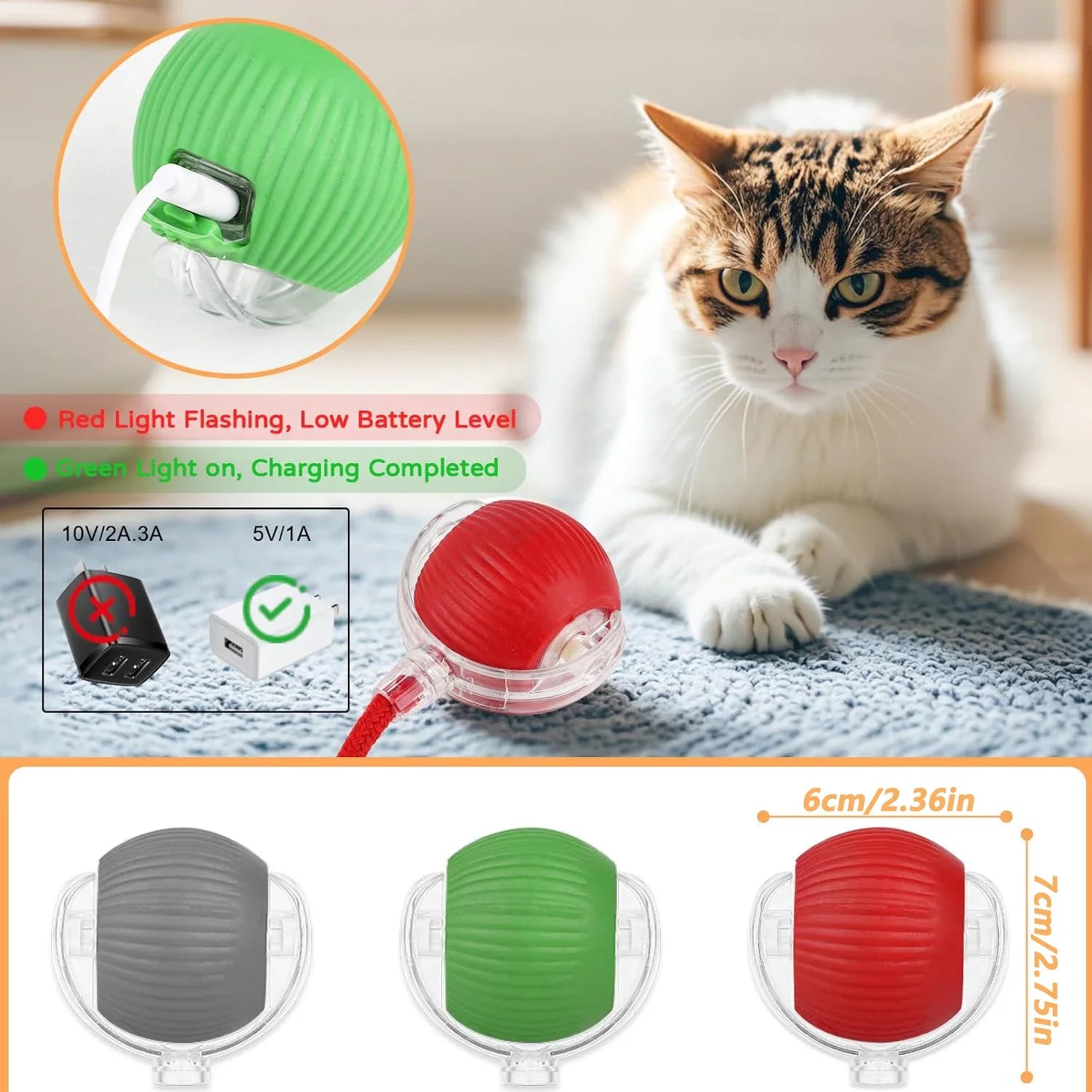 Dog Cat Interactive Ball Toy Automatic Rolling Ball Faux Tail Rechargeable Smart Pet Electric Toy Dog Cat Training Imitate Mouse - JENZOS