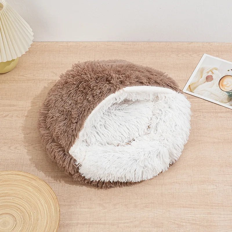 Winter Plush Pet Cat Bed Round Cat Cushion Cat House 2 in 1 Warm Cat Basket Pet Sleep Bag Cat Nest Kennel for Small Dog Suit New - JENZOS
