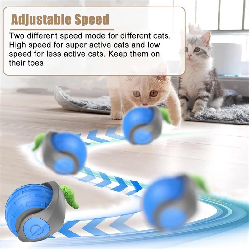 Smart Cat Toys Ball Automatic Interactive Pets Electric Rolling Teaser USB Rechargeable Kitty Moving Bouncing ball Birthday gift - JENZOS