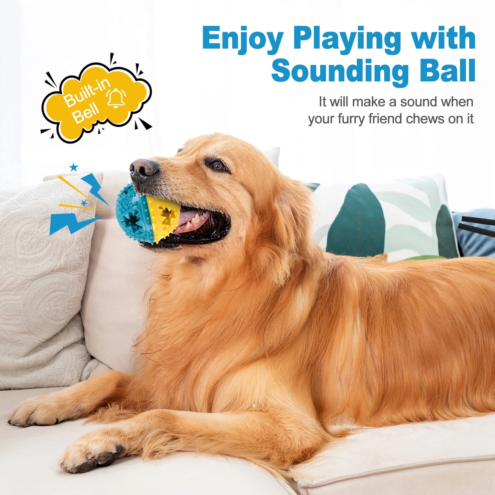 Dog Chew Toy - Interactive Sound Ball for Teeth Cleaning & Training - JENZOS