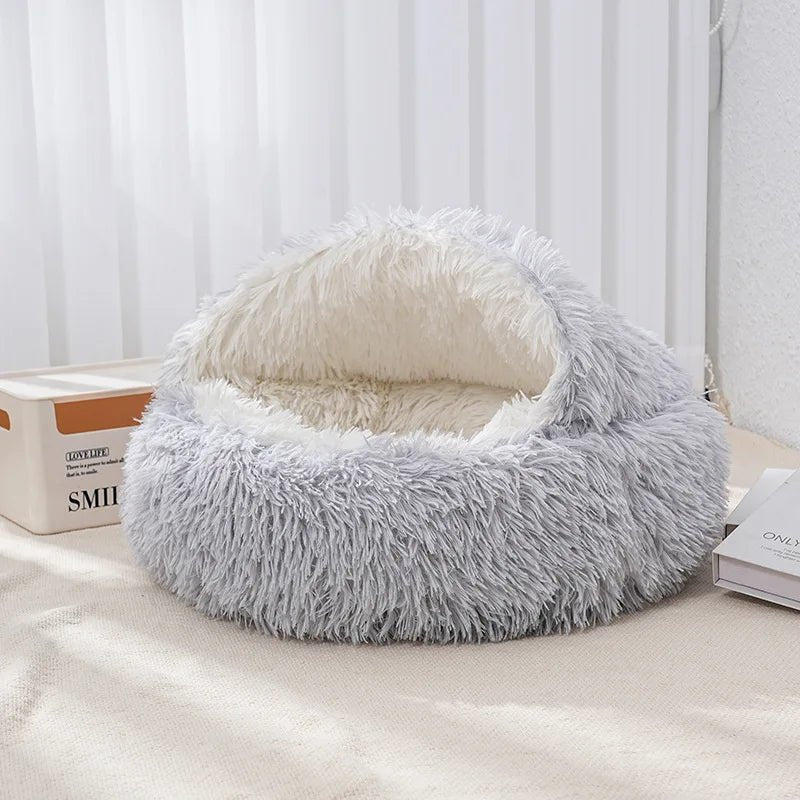 Winter Plush Pet Cat Bed Round Cat Cushion Cat House 2 in 1 Warm Cat Basket Pet Sleep Bag Cat Nest Kennel for Small Dog Suit New - JENZOS